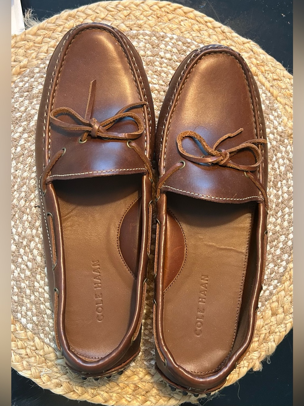 Cole Haan Mens Gunnison Brown Leather Moccasin Boat/Driver Shoes